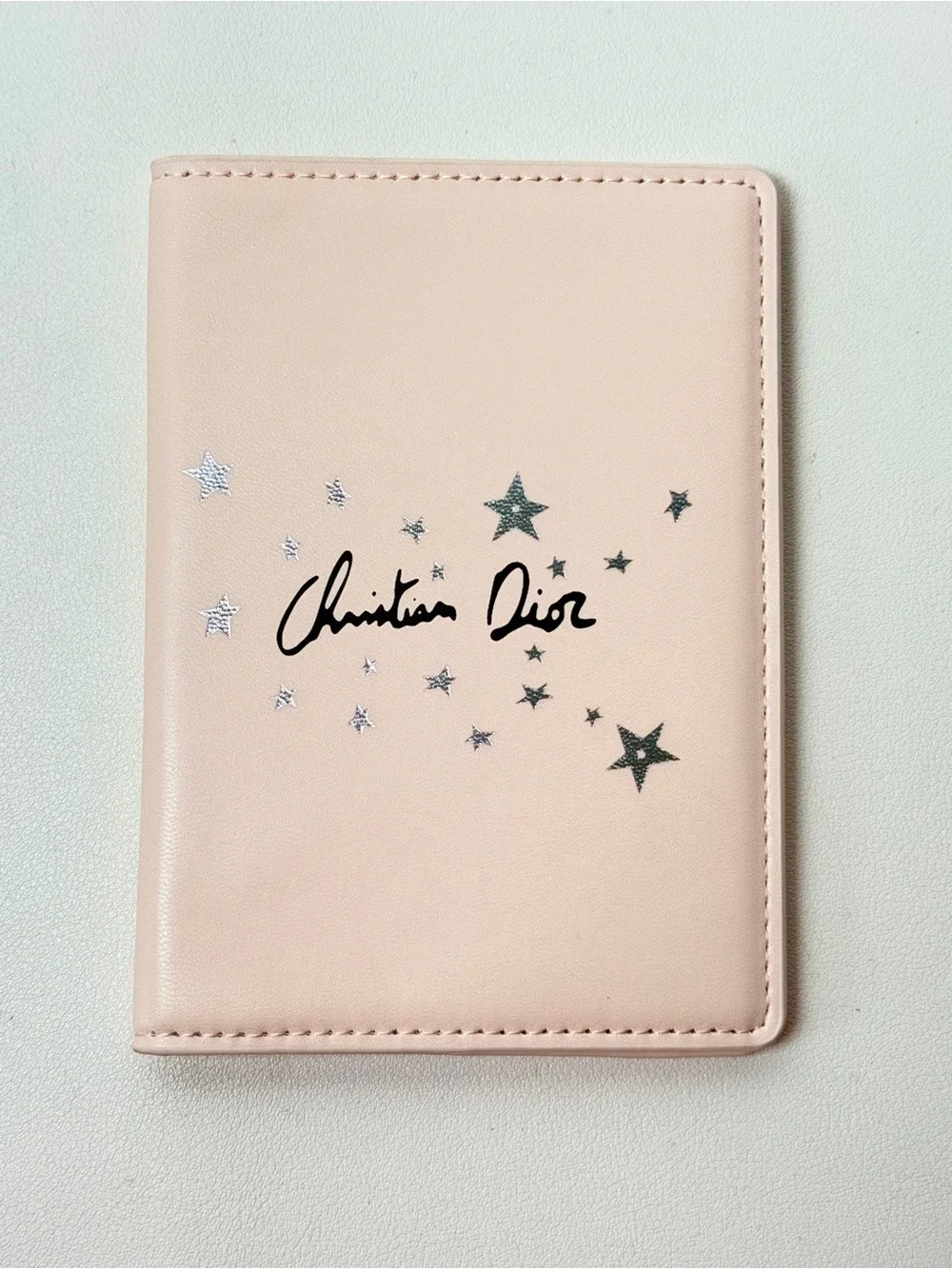 Christian Dior Passport Case Star Pattern Baby Pink Beige Novelty Japan